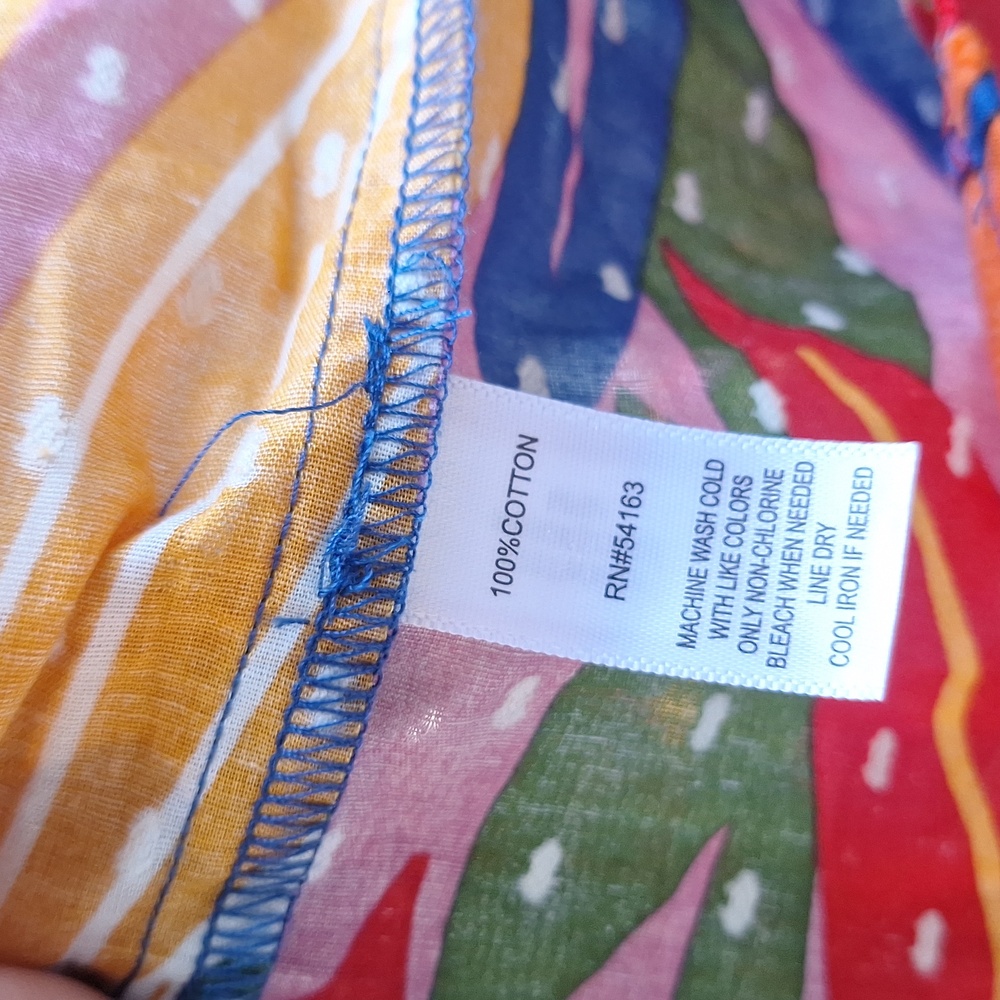 NWT Tropical Palm Leaf Print Plus Size 1X Puff Sleeve Boho Peasant Blouse *read* - Picture 9 of 11